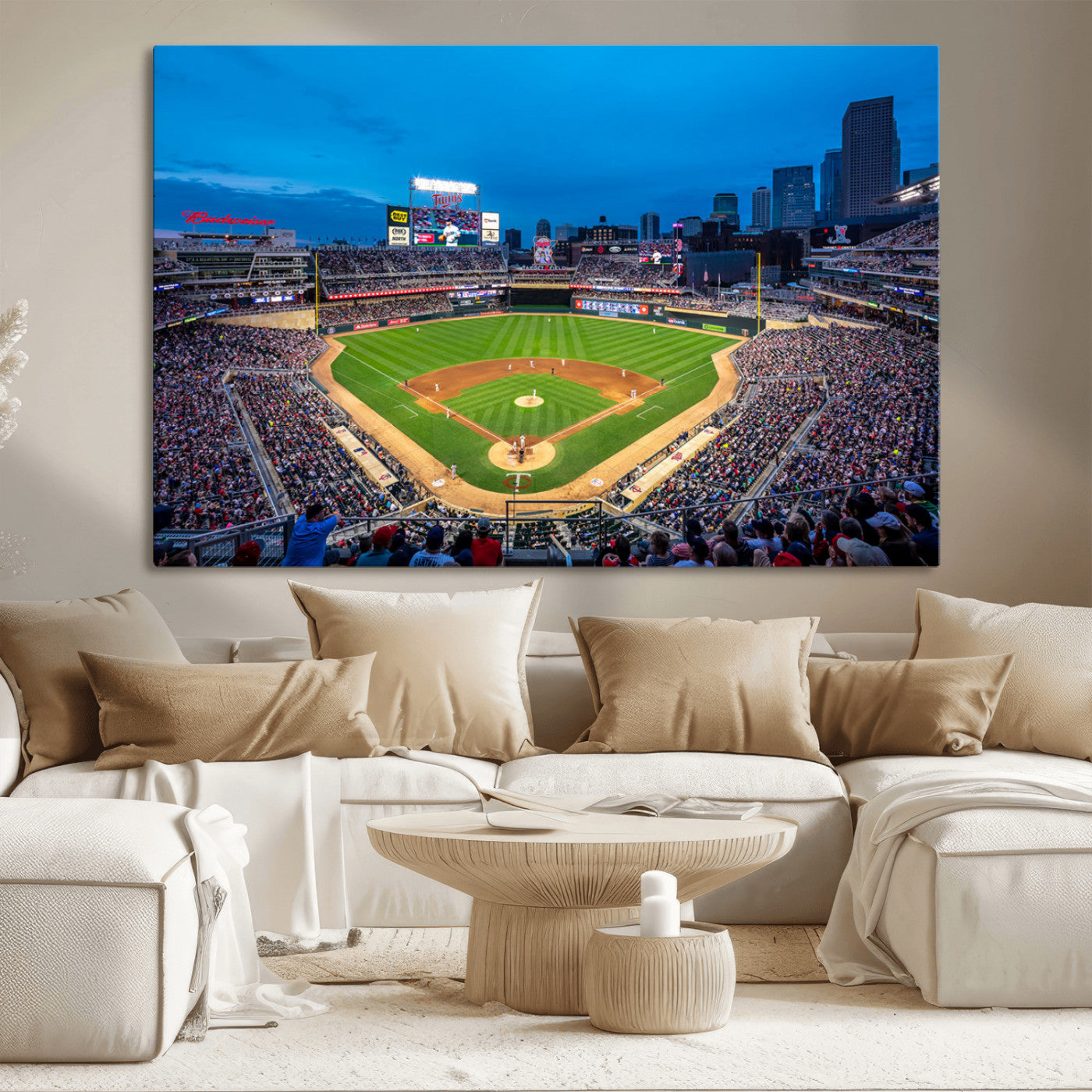 77273035-MGV-CV-36X24-Baseball Stadium Wall Art – Panoramic Evening Game Canvas Print, Sports Fan Decor for Man Cave, Office, Bar, or Living Room