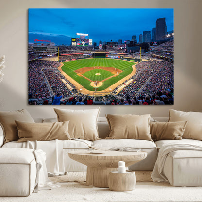 77273035-MGV-CV-36X24-Baseball Stadium Wall Art – Panoramic Evening Game Canvas Print, Sports Fan Decor for Man Cave, Office, Bar, or Living Room