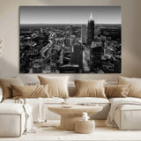 46578567-MGV-CV-36X24-Atlanta Skyline Wall Art – Black and White Cityscape Canvas Print, Modern Urban Night Decor for Office, Living Room, or Apartment