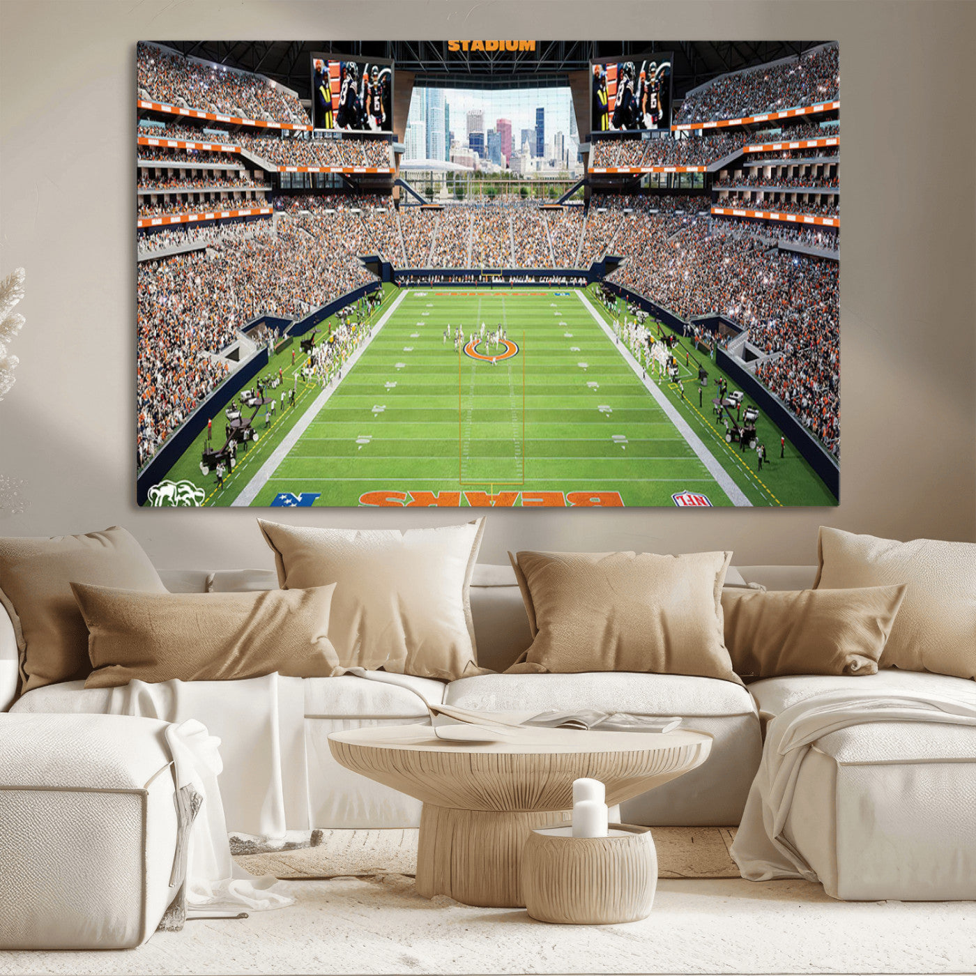 76935553-MGV-CV-36X24-Football Stadium Wall Art – Panoramic Game Day Canvas Print, Sports Decor for Man Cave, Office, Bar, or Living Room