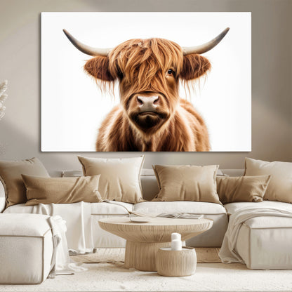 637908607-MGV-FC-93X47-3P_Black-Highland Cow Wall Art Print – Rustic Farmhouse Animal Portrait, Scottish Highland Cattle Canvas, Modern Country Wall Decor for