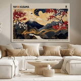66892669-MGV-CV-36X24-Yayoi Kusama Japanese Inspired Canvas Print – Mt. Fuji & Floral Scene Wall Art, Framed Asian Style Canvas for Home, Office or