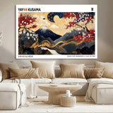 28945903-MGV-CV-36X24-Yayoi Kusama Inspired Japanese Art Canvas Print – Framed Floral & Mt. Fuji Wall Decor, Modern Asian Style Canvas for Home, Office,