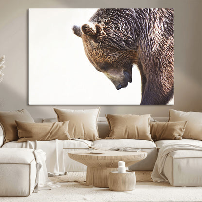 14405507-MGV-CV-36X24-Grizzly Bear Canvas Wall Art – Framed Wildlife Nature Decor, Large Brown Bear Profile Canvas Print for Living Room, Office, or