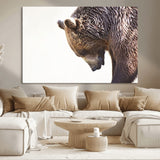14405507-MGV-CV-36X24-Bear Wall Art – Wildlife Canvas Print with Rustic Animal Portrait and Minimalist Background, Nature Inspired Photography for