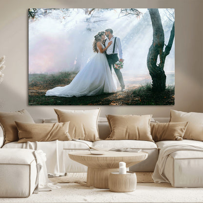 CSTM913-MGV-CV-36X24-Framed Wedding Canvas Print - Custom Wall Art Keepsake for Couples, Elegant Home Decoration Gift, Create Your Own Photo Canvas