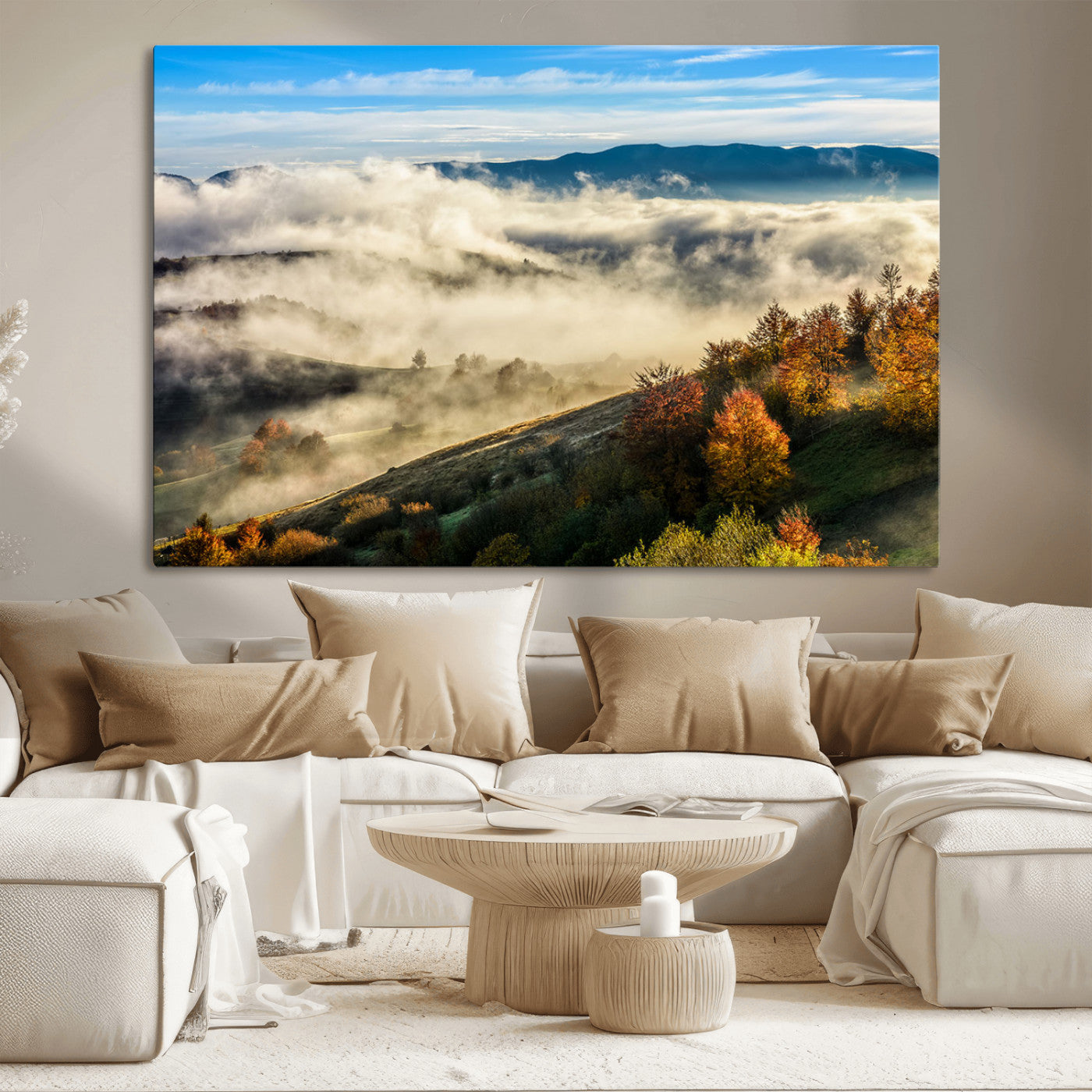 21551192-MGV-CV-36X24-Landscape Wall Art – Autumn Mountain View Canvas Print, Scenic Nature Photography Decor for Bedroom, Living Room, Office, Cabin or