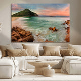 53831025-MGV-CV-36X24-Coastal Landscape Wall Art – Tropical Beach Ocean Canvas Print, Sunset Mountain View Photography Decor for Living Room, Bedroom,