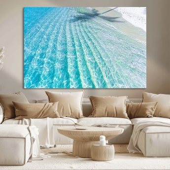 17528159-MGV-CV-36X24-Tropical Ocean Wall Art – Turquoise Water Canvas Print, Crystal Clear Beach Waves Photography Coastal Decor for Living Room,
