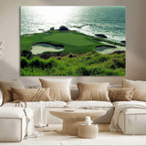 48473947-MGV-CV-36X24-Ocean Golf Course Wall Art – Panoramic Green Fairway Canvas Print, Coastal Golf Landscape Photography Sports Decor for Office, Man