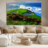 34181847-MGV-CV-36X24-Coastal Golf Course Wall Art – Panoramic Ocean Fairway Canvas Print, Scenic Sports Photography Decor for Office, Man Cave, Living