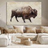 54810031-MGV-CV-36X24-Western Wall Art – Snow Covered Bison Canvas Print, Rustic Wildlife Photography Decor for Bedroom, Living Room, Office, Lodge,