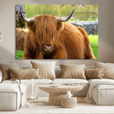 68411138-MGV-CV-36X24-Farmhouse Wall Art – Highland Cow Canvas Print, Rustic Country Cattle Photography Decor for Bedroom, Living Room, Office, Ranch,