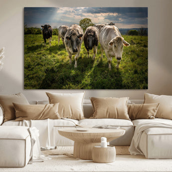 67277447-MGV-CV-36X24-Farmhouse Wall Art – Herd of Cows Canvas Print, Rustic Country Pasture Photography Decor for Bedroom, Living Room, Office, Ranch,