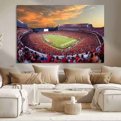 73680988-MGV-CV-36X24-Sanford Stadium Wall Art – Georgia Bulldogs Football Sunset Game Canvas Print, College Sports Decor for Man Cave, Bar, Office, or