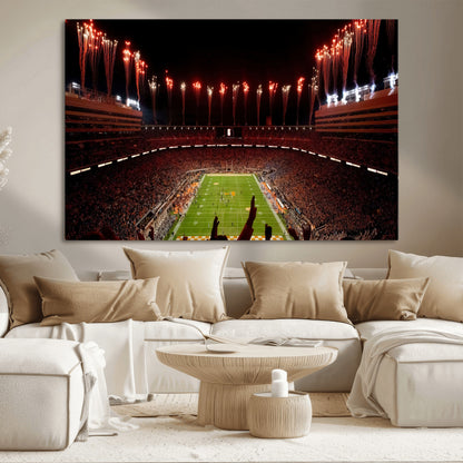 73358115-MGV-CV-36X24-Neyland Stadium Wall Art – Panoramic Tennessee Volunteers Night Game Canvas Print, Fireworks Football Celebration Sports Decor for