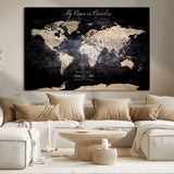 51488142-MGV-CV-36X24-Personalized World Map Wall Art – Dark Rustic Adventure Travel Map with Custom Names, Vintage Wall Decor for Couples, Families or
