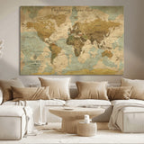 54795344-MGV-CV-36X24-Personalized World Map Wall Art – Vintage Adventure Travel Map with Custom Names, Rustic Wall Décor for Couples, Families