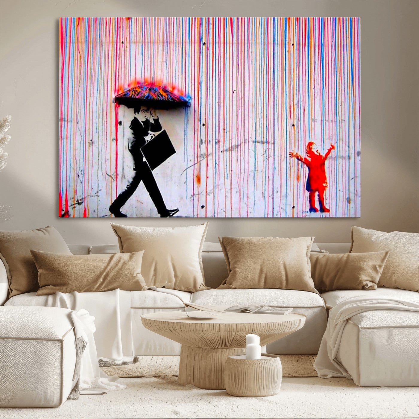 69505-MGV-CV-36X24-Graffiti Girl Wall Art Canvas Print, Framed Urban Contrast Art Picture Print, Vibrant Graffiti Perfect Urban Pop Decor Artwork