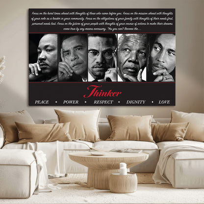 45112-MGV-CV-36X24-Black Icons Wall Art Canvas Print, Framed Thinker Art Picture Print, Motivational Quote Perfect Cultural Modern Decor Artwork
