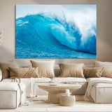 15566-MGV-CV-36X24-Ocean Wave Wall Art Canvas Print, Framed Curling Wave Art Picture Print, Vibrant Surf Wave Perfect Coastal Surf Decor Artwork
