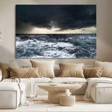 51359-MGV-CV-36X24-Stormy Ocean Wall Art Canvas Print, Framed Moody Seascape Art Picture Print, Ocean Storm Perfect Dramatic Coastal Decor Artwork