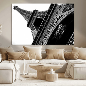 89033-MGV-CV-36X24-Eiffel Tower Wall Art – Dramatic Black and White Architectural Canvas Print, Modern Paris Decor for Office, Living Room or