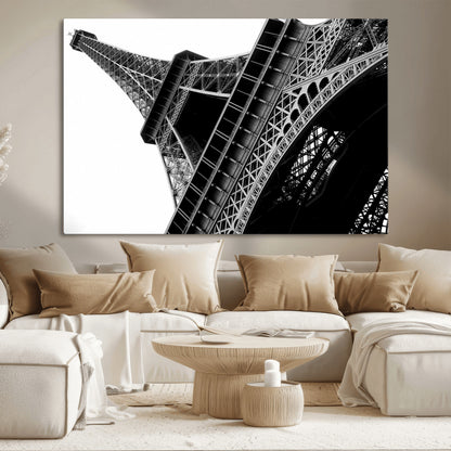 89033-MGV-CV-36X24-Eiffel Tower Wall Art – Dramatic Black and White Architectural Canvas Print, Modern Paris Decor for Office, Living Room or