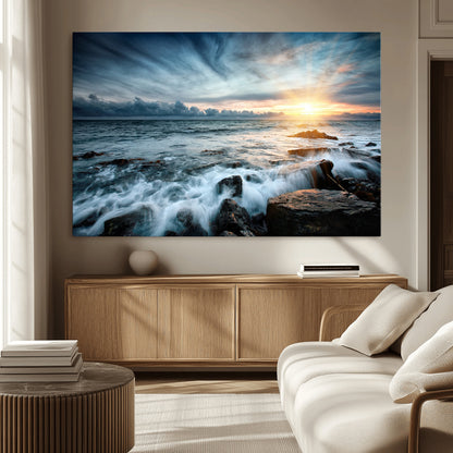 33428-MGV-CV-36X24-Ocean Sunrise Wall Art – Serene Seascape Canvas Print, Coastal Home or Office Decor, Perfect for Living Room, Bedroom, or Study