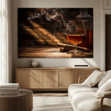 92305-MGV-CV-36X24-Whiskey & Cigar Wall Art – Moody Whiskey and Cigar Canvas Print, Sophisticated Bar or Home Lounge Decor for Office, Man Cave or