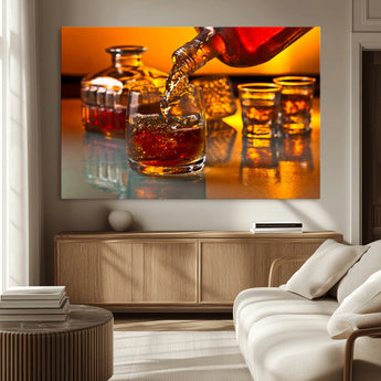 18250-MGV-CV-36X24-Whiskey Pour Wall Art – Captivating Whiskey Splash Canvas Print, Elegant Bar or Home Lounge Decor for Office, Man Cave or Living