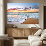 39560-MGV-CV-36X24-Sunrise Beach Wall Art – Vibrant Ocean Waves and Golden Sand Canvas Print, Seaside Coastal Decor for Living Room, Bedroom or