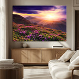 49741-MGV-CV-36X24-Mountain Sunrise Wall Art – Vibrant Floral Landscape Canvas Print, Nature Home Decor for Living Room, Bedroom Office or Cabin