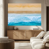 43046-MGV-CV-36X24-Aerial Beach Wall Art – Serene Ocean Waves & Sandy Shore Canvas Print, Coastal Home Decor for Living Room, Bedroom or Office