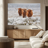 10396-MGV-CV-36X24-Highland Cattle Wall Art – Rustic Winter Landscape Canvas Print, Farmhouse Decor for Living Room, Office, Cabin or Country Home