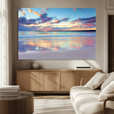 64882-MGV-CV-36X24-Tranquil Sunset Beach Wall Art – Panoramic Ocean Reflection Canvas Print, Calm Coastal Decor for Bedroom, Living Room or Office