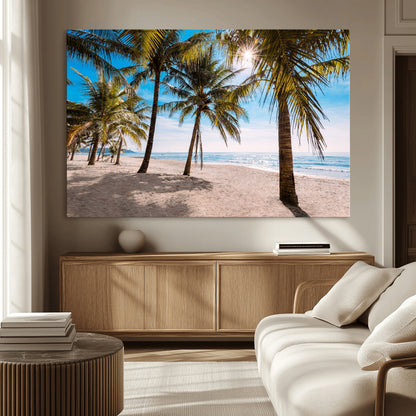 98175-MGV-CV-36X24-Tropical Palm Beach Wall Art – Relaxing Ocean Shore Canvas Print with Palm Trees, Coastal Summer Decor for Living Room, Bedroom or