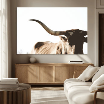 35866-MGV-CV-36X24-Texas Longhorn Wall Art – Rustic Western Bull Canvas Print, Farmhouse Animal Photography Decor for Living Room, Office, or Ranch