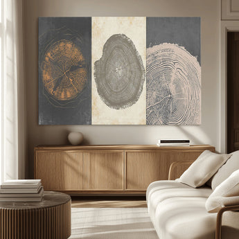 80725-MGV-CV-36X24-Wood Tree Rings Wall Art Canvas Print, Framed Tree Rings Art Picture Print, Abstract Tree Rings Perfect Modern Boho Decor Artwork