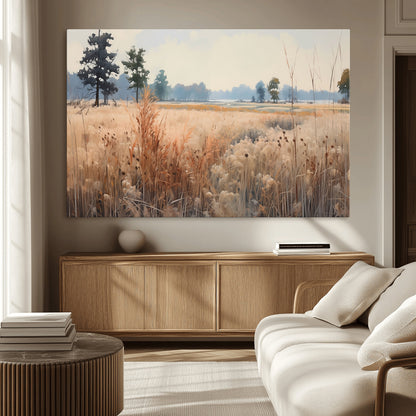 98822-MGV-CV-36X24-Autumn Meadow Wall Art – Tranquil Grassland Landscape Canvas Print, Rustic Country Decor for Living Room, Bedroom or Farmhouse