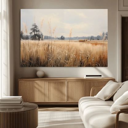 38193-MGV-CV-36X24-Golden Meadow Wall Art – Serene Grassland Landscape Canvas Print, Rustic Nature Decor for Bedroom, Living Room or Farmhouse