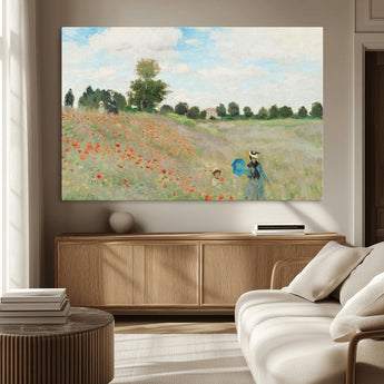 74890-MGV-CV-36X24-Monet Poppy Field Wall Art – Impressionist Landscape Canvas Print, Classic French Artwork for Living Room, Bedroom or Office Decor