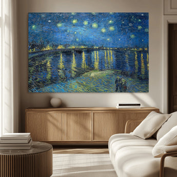 94605-MGV-CV-36X24-Starry Night Over the Rhone Wall Art – Vincent van Gogh Canvas Print, Famous Impressionist Painting for Living Room, Office