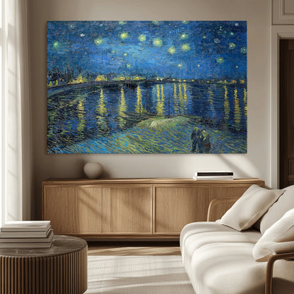 94605-MGV-CV-36X24-Starry Night Over the Rhone Wall Art – Vincent van Gogh Canvas Print, Famous Impressionist Painting for Living Room, Office