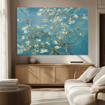 65607-MGV-CV-36X24-Almond Blossom Wall Art – Van Gogh Blue Floral Canvas Print, Elegant Impressionist Painting Decor for Living Room, Bedroom or