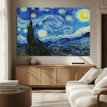 39177-MGV-CV-36X24-Starry Night Wall Art – Vincent van Gogh Famous Painting Canvas Print, Timeless Starry Sky Decor for Living Room, Bedroom or