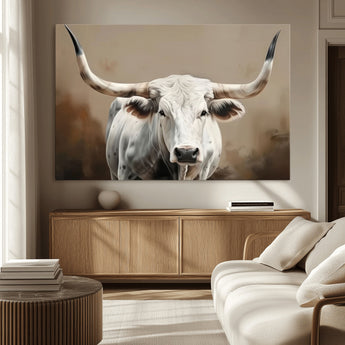 61423-MGV-CV-36X24-Longhorn Bull Wall Art – Rustic Western Texas Steer Canvas Print, Cowboy Farmhouse Decor for Living Room, Bedroom, Office or Ranch