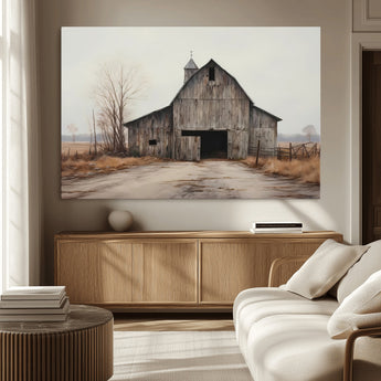 11602-MGV-CV-36X24-Old Barn Wall Art Canvas Print, Framed Rustic Barn Art Picture Print, Old Farmhouse Perfect Rustic Farmhouse Decor Artwork