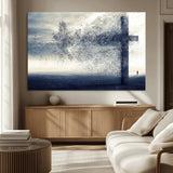55718-MGV-CV-36X24-Surreal Cross Wall Art – Spiritual Faith Canvas Print, Abstract Christian Artwork with Modern Religious Symbol for Living Room,