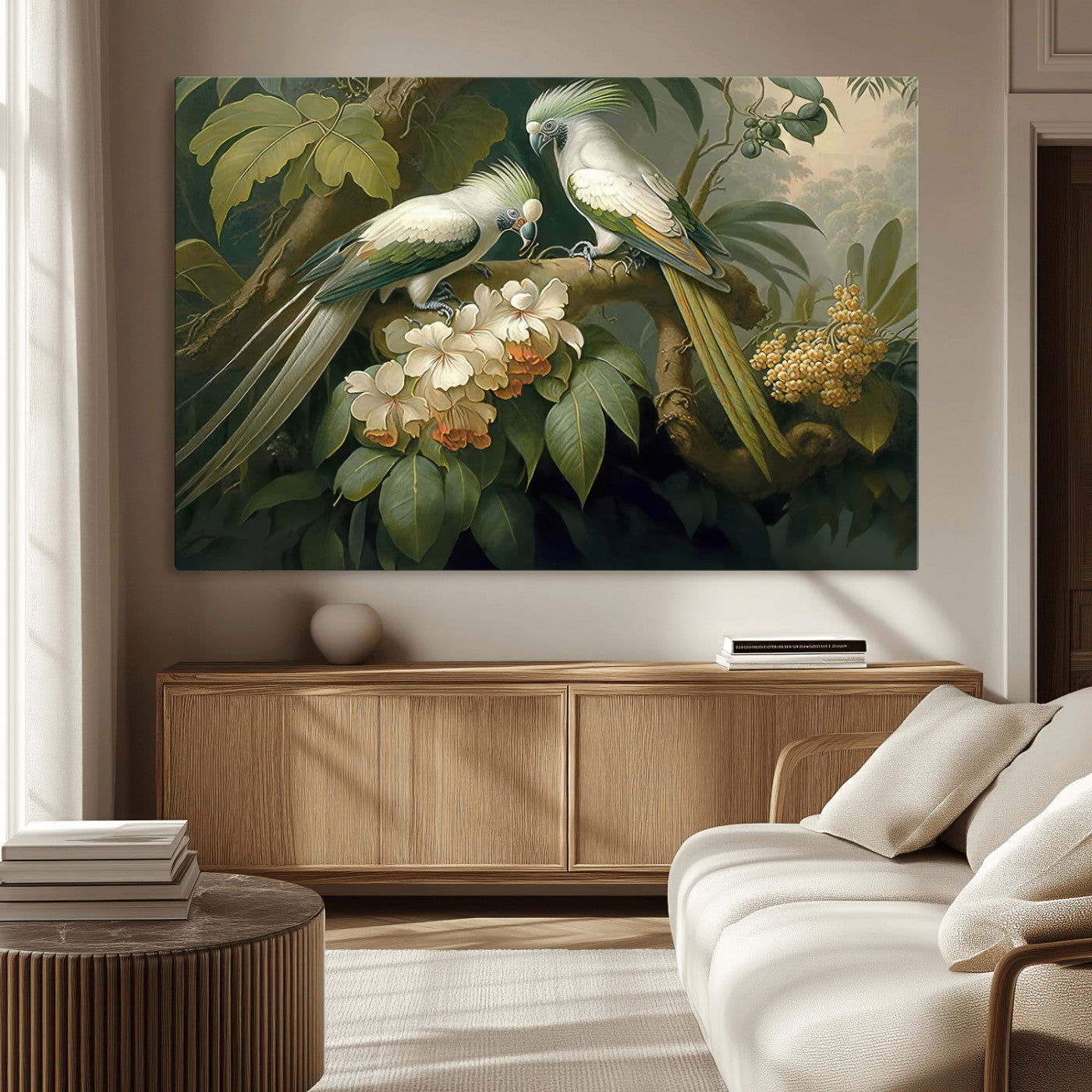84047-MGV-CV-36X24-Tropical Birds Wall Art – Elegant Botanical Canvas Print, Exotic Nature Decor for Living Room, Bedroom or Office